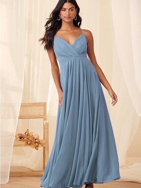 Lulus All About Love Slate Blue Maxi Dress Size S